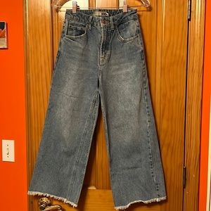 TOPSHOP moto high waisted crop wide leg/flare jeans